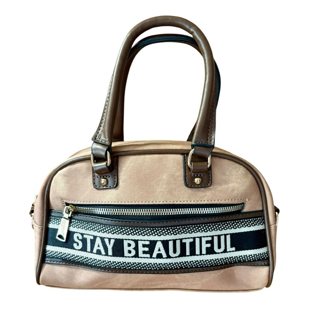 Tan and Black Structured Shoulder/Crossbody Bag